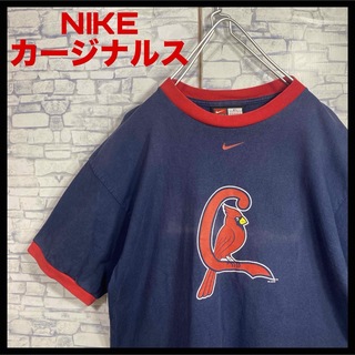 ナイキ(NIKE)のNIKE センターロゴ　MLB カージナルス　メキシコ製　リンガーTシャツ　古着(Tシャツ/カットソー(半袖/袖なし))