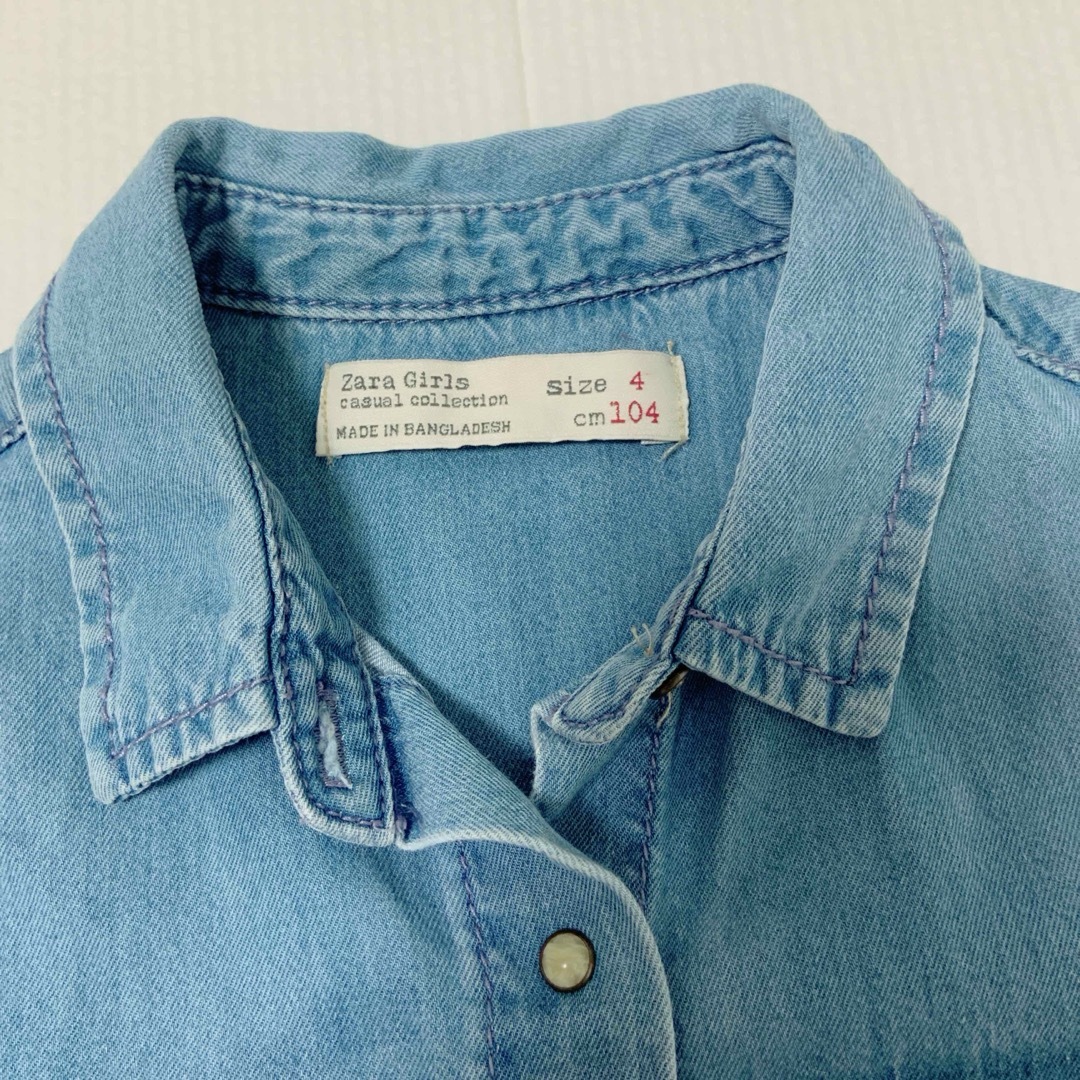 ZARA KIDS(ザラキッズ)のZARA  シャツワンピース  104 キッズ/ベビー/マタニティのキッズ服女の子用(90cm~)(ワンピース)の商品写真