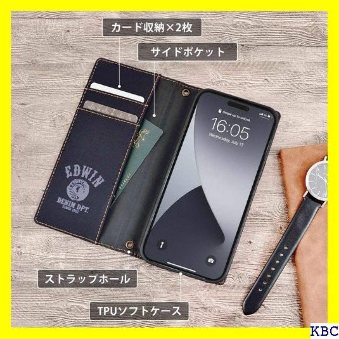 EDWIN iPhone15 対応ケース 手帳型 デ ド ゃれ ブラック 32 スマホ/家電/カメラのスマホ/家電/カメラ その他(その他)の商品写真