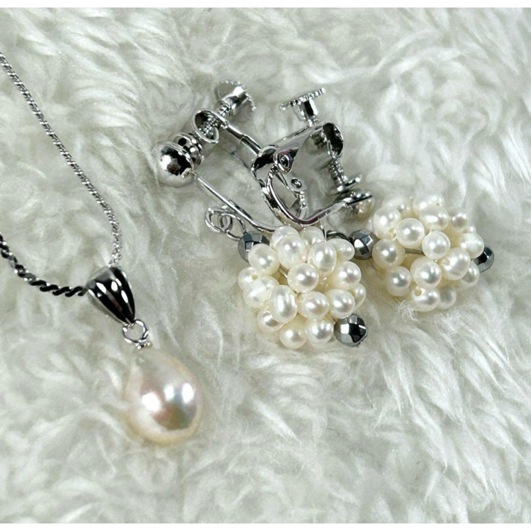美品　バロックパール　本真珠　ひとつぶ　ネックレス　イヤリング　プチペンダント レディースのアクセサリー(ネックレス)の商品写真