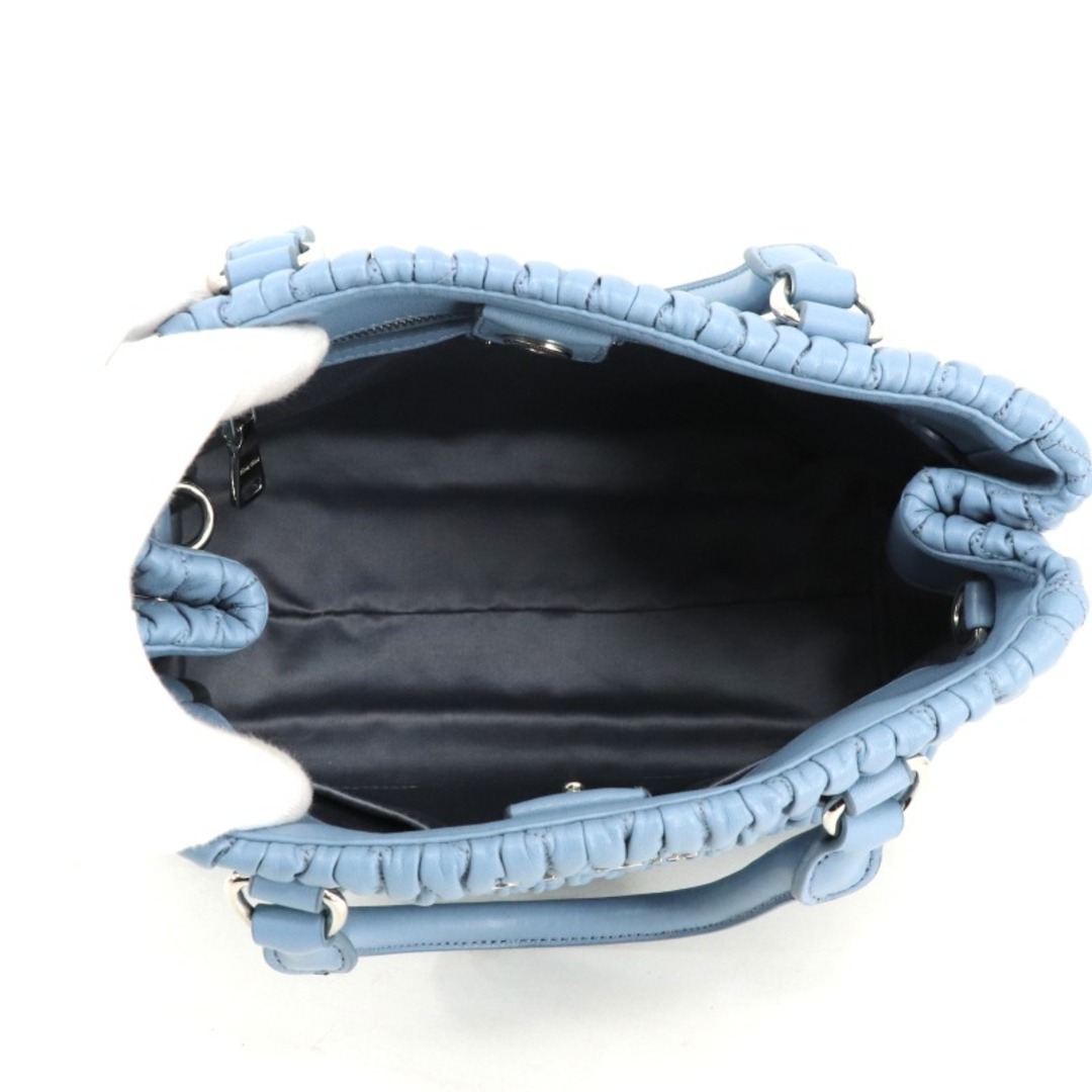 miumiu(ミュウミュウ)のミュウミュウ MIUMIU ナッパクリスタル マテラッセ バッグ トートバッグ ショルダーバッグ ナッパレザー ブルー 青 シルバー金具 ハンドバッグ レディースのバッグ(トートバッグ)の商品写真