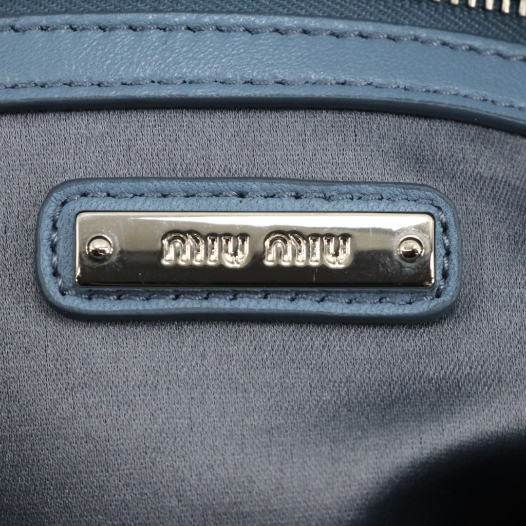 miumiu(ミュウミュウ)のミュウミュウ MIUMIU ナッパクリスタル マテラッセ バッグ トートバッグ ショルダーバッグ ナッパレザー ブルー 青 シルバー金具 ハンドバッグ レディースのバッグ(トートバッグ)の商品写真