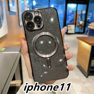 iphone11ケース 　無線　磁気 ワイヤレス充電 ブラック２(iPhoneケース)