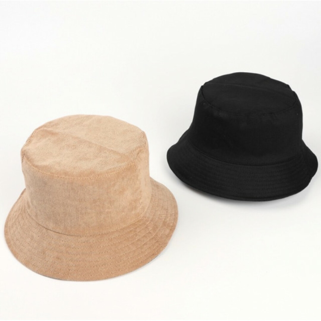 コーデュロイ バケットハット 黒 ブラック レディース 小物 帽子 新品 美品 レディースの帽子(ハット)の商品写真
