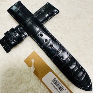 4373#20mm-18mmブラック★本物クロコダイル腕時計用ベルト(レザーベルト)