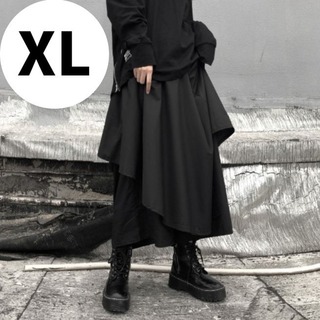 【大人気】個性的　レディース　スカート　ブラック　XL　モード系　黒(ロングスカート)