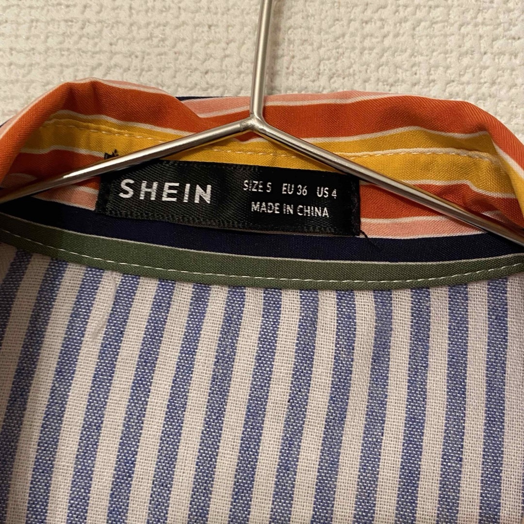 SHEIN(シーイン)のストライプ　シャツワンピ レディースのワンピース(ミニワンピース)の商品写真