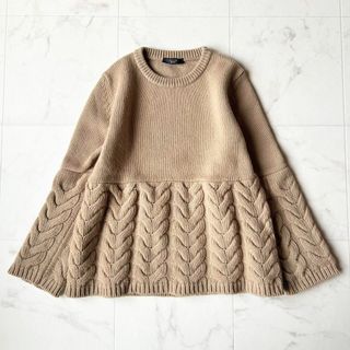 ウィークエンドマックスマーラ(Weekend Max Mara)の美品✨MAXMARA　ピュアヴァージンウールニット　ケーブル　キャメル　L(ニット/セーター)