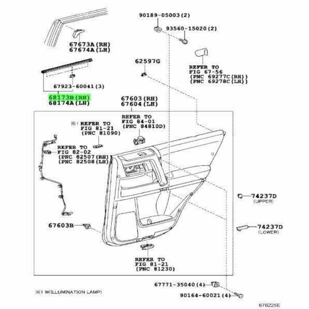 トヨタ(トヨタ)のトヨタ ランドクルーザー プラド リヤドアガラス ウエザストリップ 内側 右 自動車/バイクの自動車(車種別パーツ)の商品写真