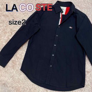 ラコステ(LACOSTE)のラコステ　長袖シャツ　ネイビー　トリコロールカラー　サイズ2る(シャツ)