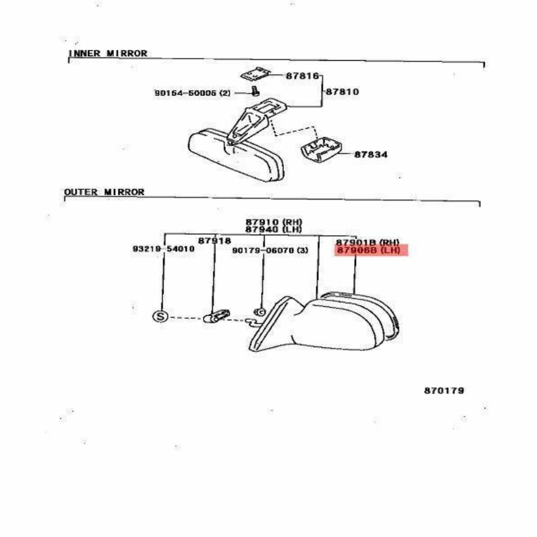 トヨタ(トヨタ)のトヨタ FJ クルーザー アウタリヤビューミラー 右 自動車/バイクの自動車(車種別パーツ)の商品写真