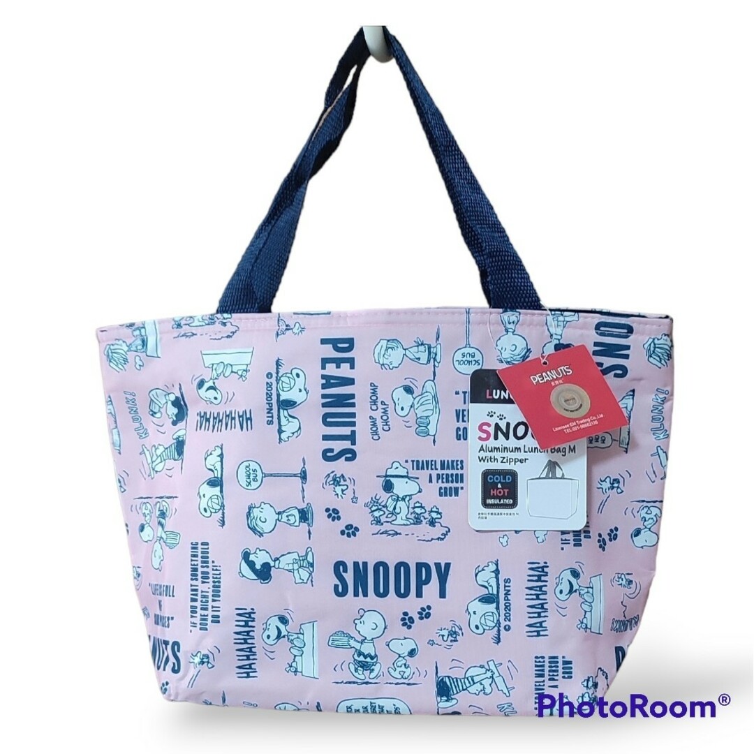 SNOOPY(スヌーピー)のピンク4 アルミランチバッグM フタファスナー付 レディースのバッグ(エコバッグ)の商品写真