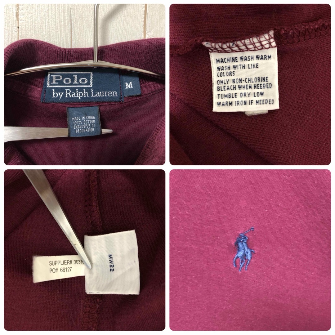 POLO RALPH LAUREN(ポロラルフローレン)のポロバイラルフローレン ポロシャツ 刺繍ポニー ボルドー ヴィンテージ 海外古着 メンズのトップス(ポロシャツ)の商品写真