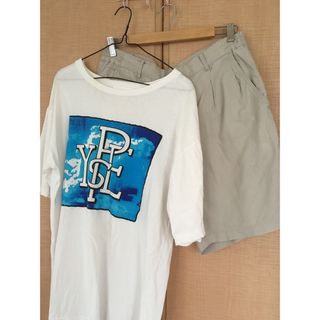 100%綿白半袖Tシャツ&ハーフパンツ(ショートパンツ)