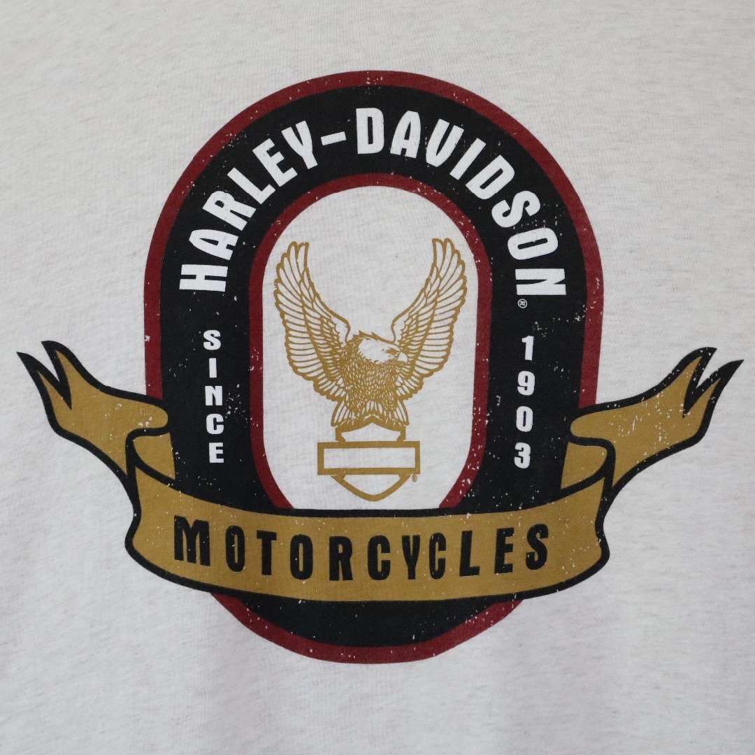 Harley Davidson(ハーレーダビッドソン)の【大人気】ハーレーダビッドソン／ロンT　デカロゴ　メキシコ製　白黒　ストリート メンズのトップス(Tシャツ/カットソー(七分/長袖))の商品写真