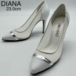 ダイアナ(DIANA)の★新品 DIANA ダイアナ パンプス チュール レース 美脚 レザー 白 23(ハイヒール/パンプス)