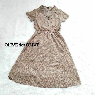 オリーブデオリーブ(OLIVEdesOLIVE)の美品　オリーブ デ オリーブ　半袖ワンピース　サイズM  ブラック　イエロー花柄(ロングワンピース/マキシワンピース)