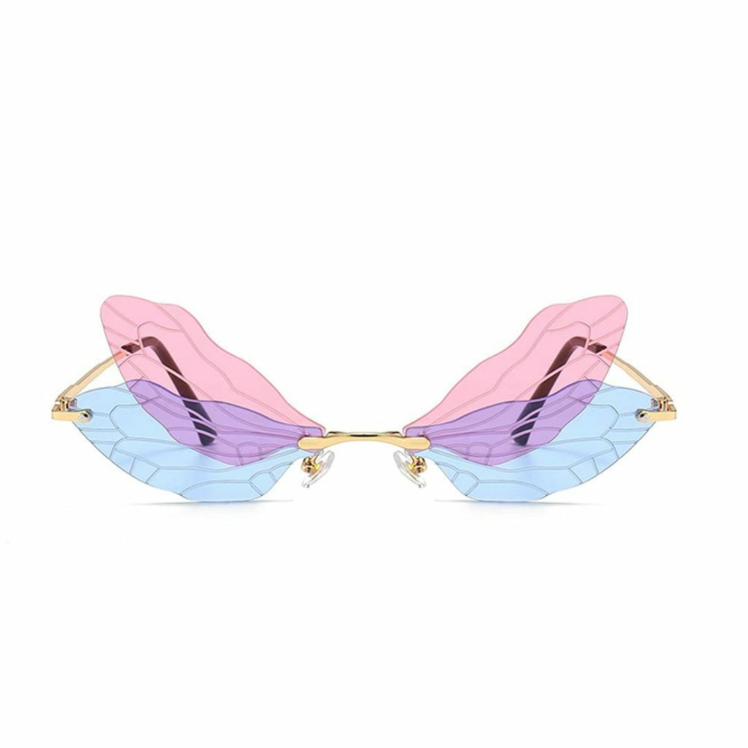 【色: ピンク・ブルー】[リトルシング] サングラス パーティー トンボ 眼鏡  レディースのファッション小物(その他)の商品写真
