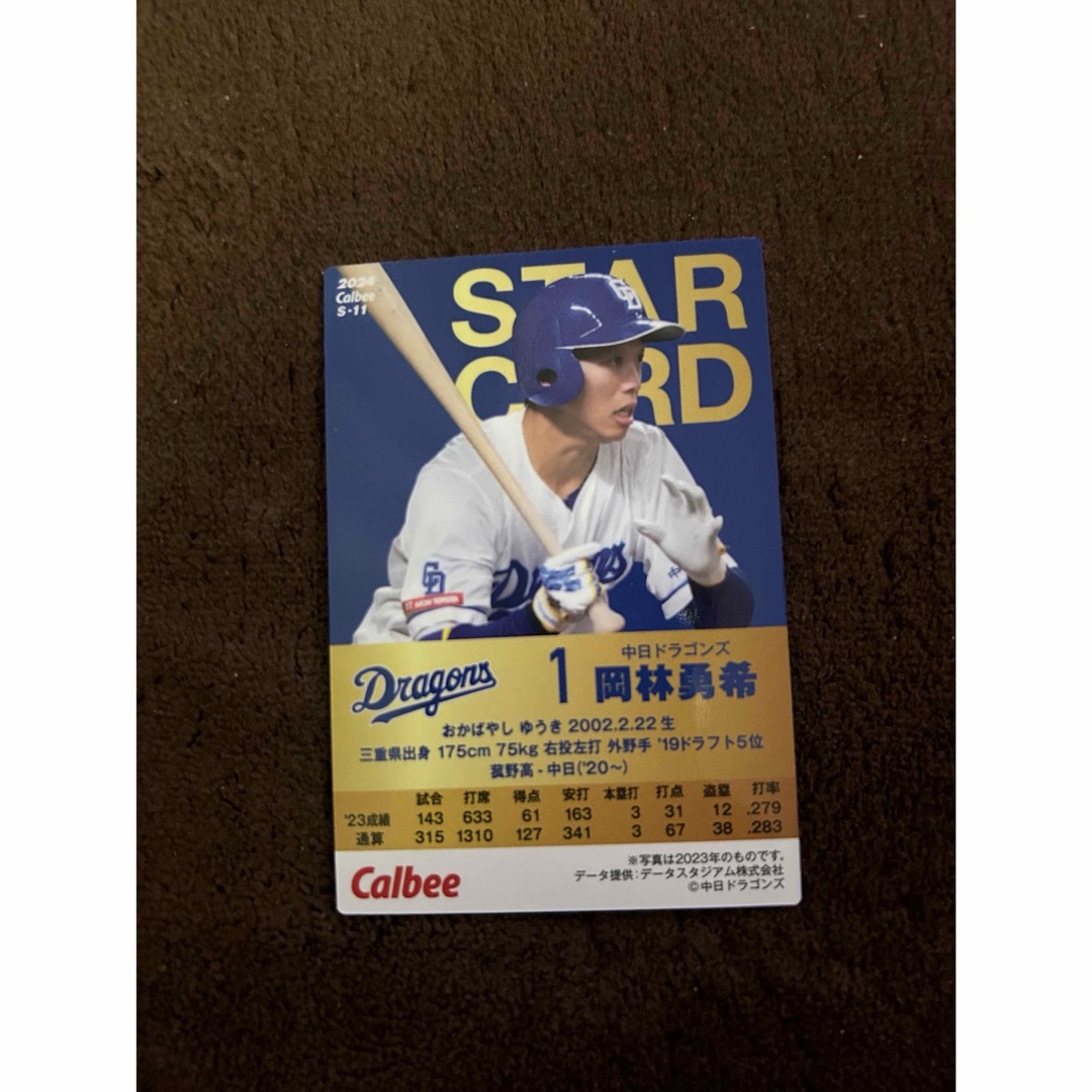 カルビー　プロ野球チップス　2024 岡林勇希　STAR CARD  中日 エンタメ/ホビーのトレーディングカード(シングルカード)の商品写真