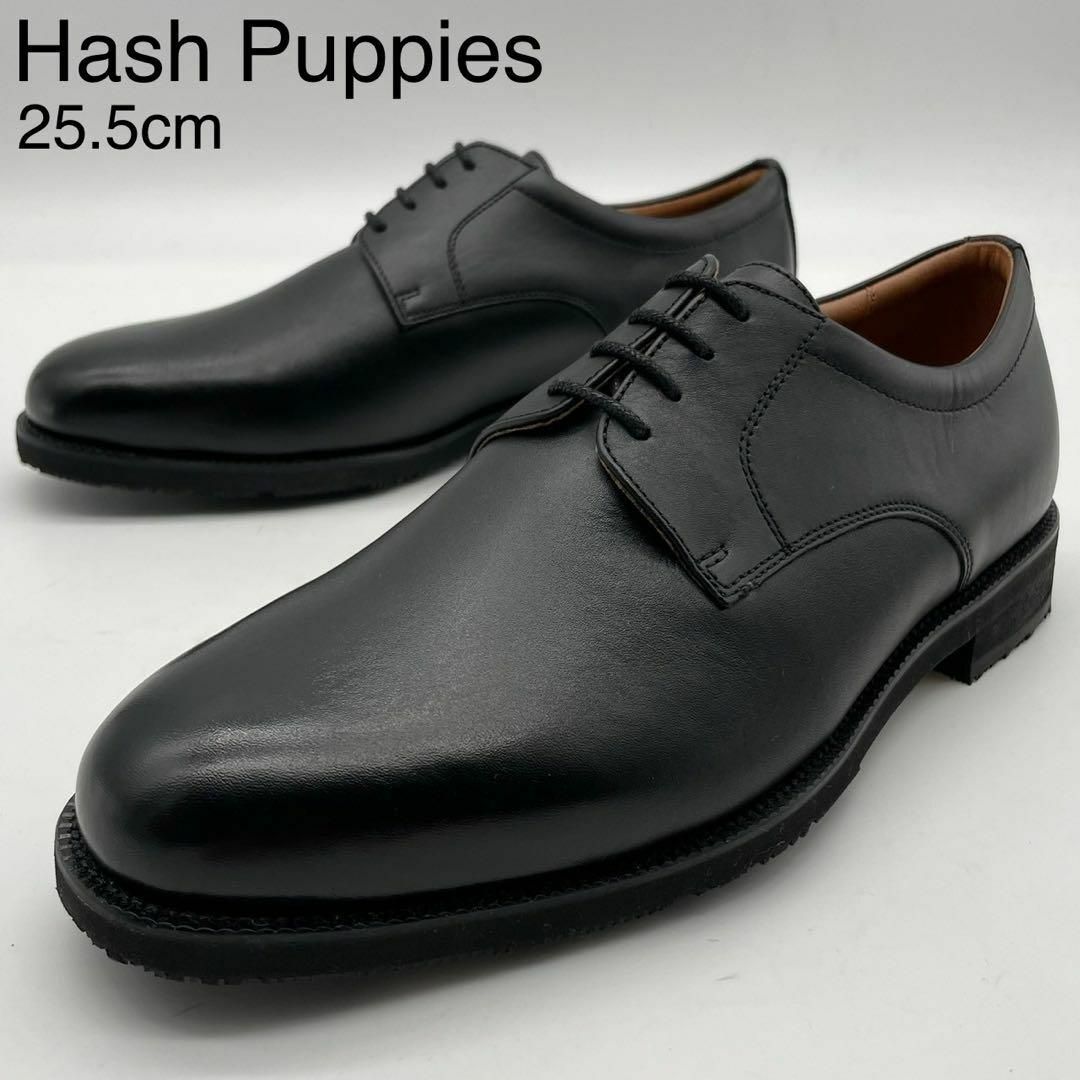 Hush Puppies(ハッシュパピー)の新品 ハッシュパピー 革靴 プレーントゥ 防滑ソール レザー 黒 4E 25.5 メンズの靴/シューズ(ドレス/ビジネス)の商品写真
