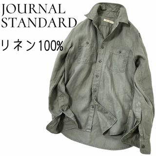 ジャーナルスタンダード(JOURNAL STANDARD)の極美品【JOURNAL STANDARD】リネン／麻100%　長袖シャツ　カーキ(シャツ/ブラウス(長袖/七分))