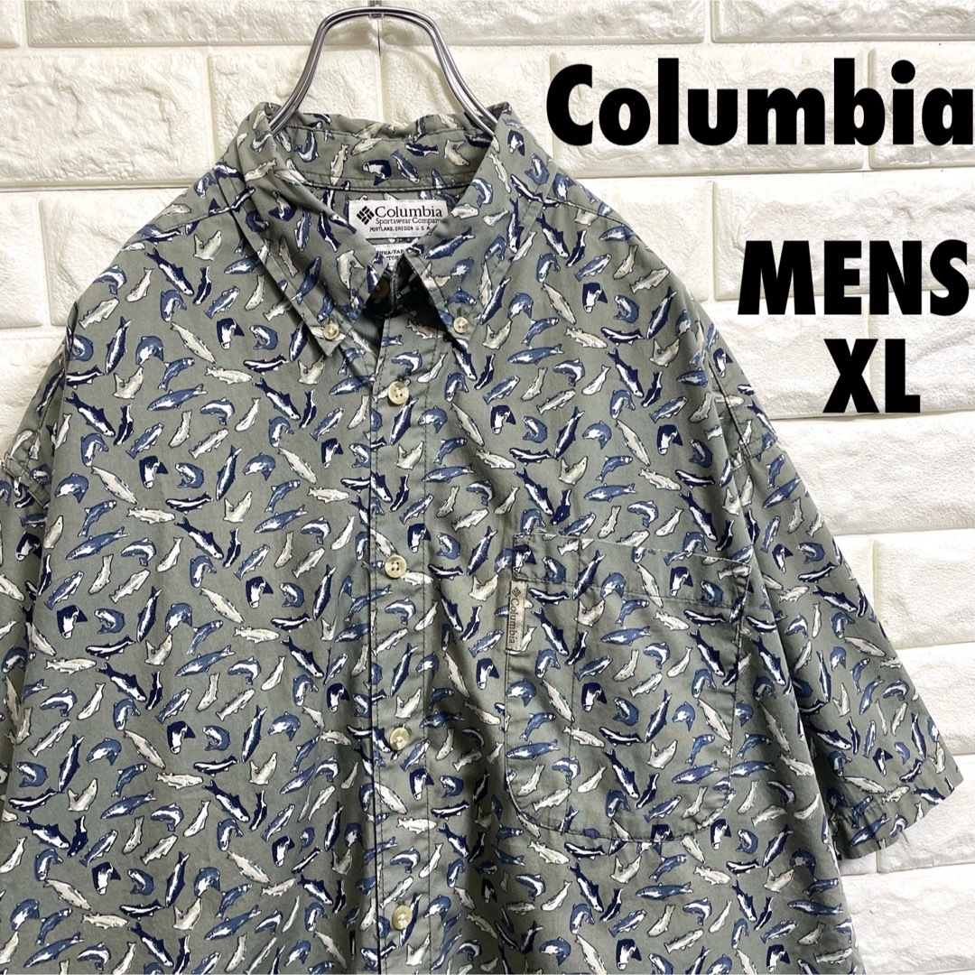 Columbia(コロンビア)のコロンビア　アロハシャツ　総柄　魚柄　メンズXLサイズ メンズのトップス(シャツ)の商品写真