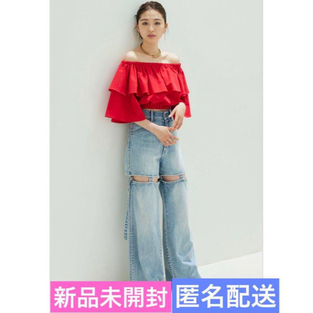 rienda(リエンダ)の2,000円引き　新品未開封　匿名配送　スラッシュレッグJ/W DENIM PT レディースのパンツ(デニム/ジーンズ)の商品写真