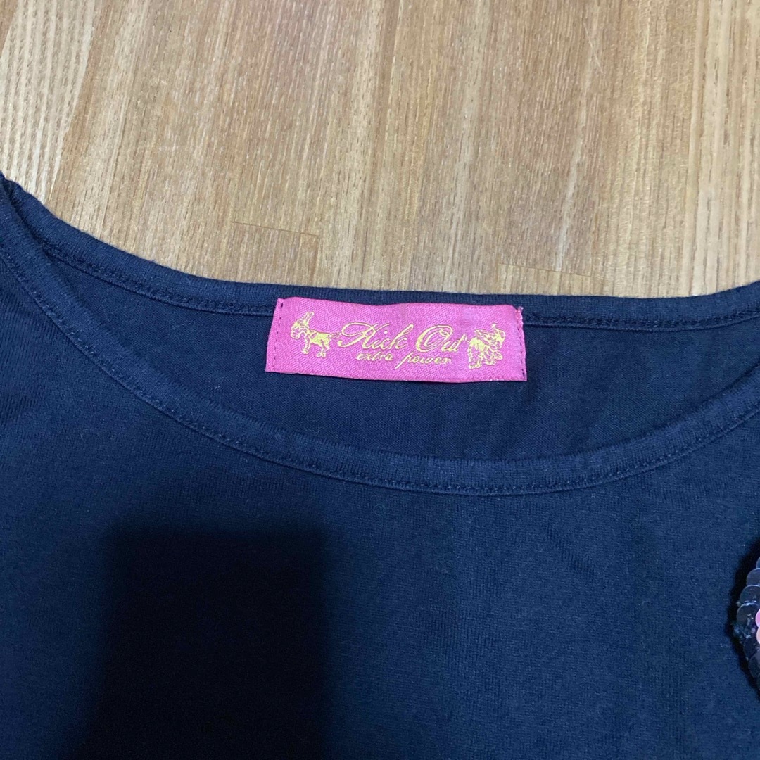 Tシャツ 黒 ブローチ付き フレンチスリーブ ガーリー メンズのトップス(Tシャツ/カットソー(半袖/袖なし))の商品写真