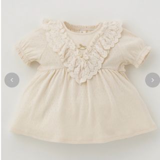 テータテート(tete a tete)のcottoli コトリ　バースデイ　レース　半袖　白　アイボリー　ブラウス　90(Tシャツ/カットソー)