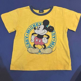 ディズニー(Disney)のDisney ミッキー　半袖Tシャツ　120cm イエロー　ビンテージ風(Tシャツ/カットソー)