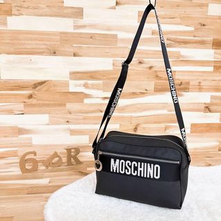 MOSCHINO - 【モスキーノ】 ボックス型 ショルダーバッグ ロゴ ジャガード  グレー×黒