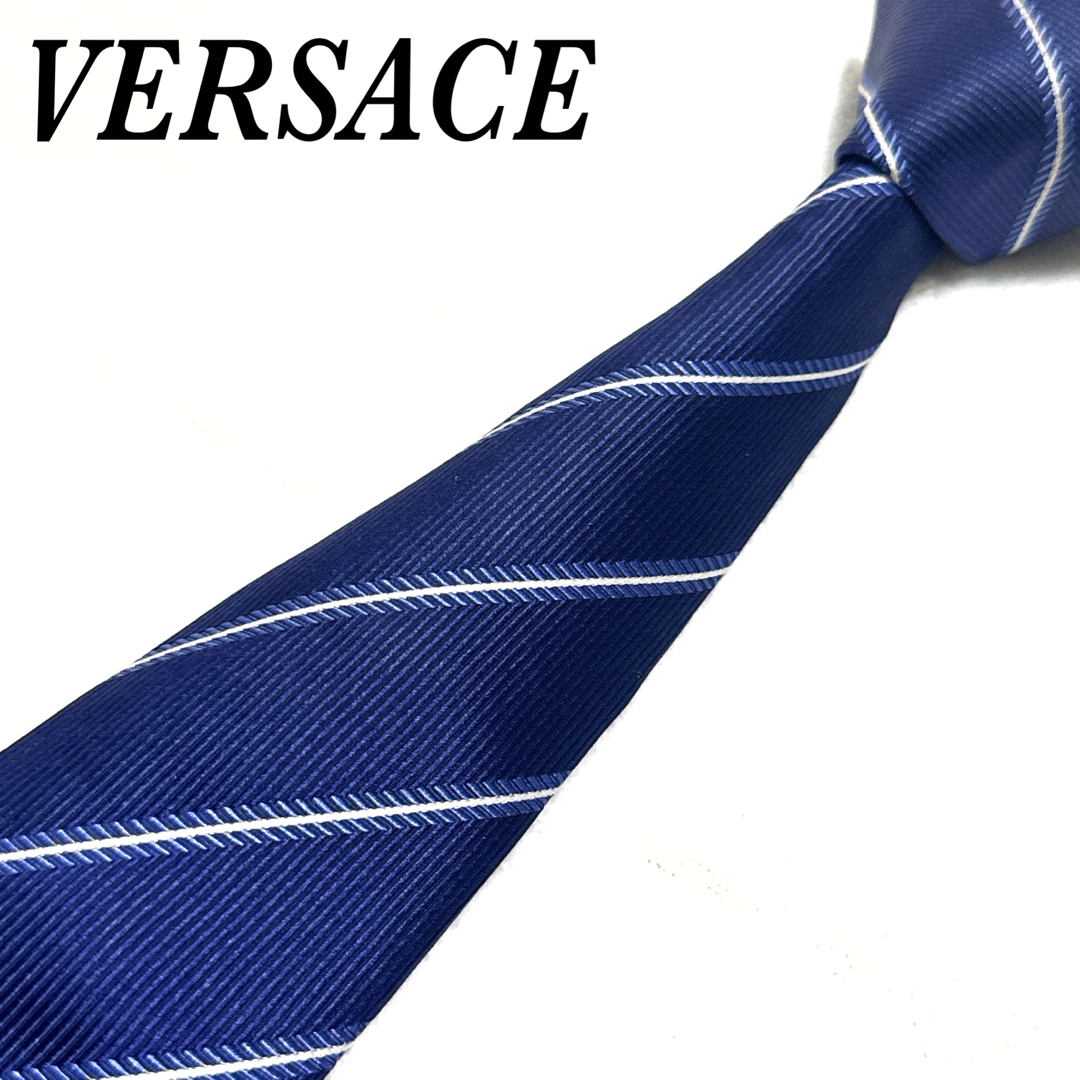 VERSACE(ヴェルサーチ)の【美品】 ヴェルサーチ ネクタイ ストライプ メデューサ シルク ハイブランド メンズのファッション小物(ネクタイ)の商品写真