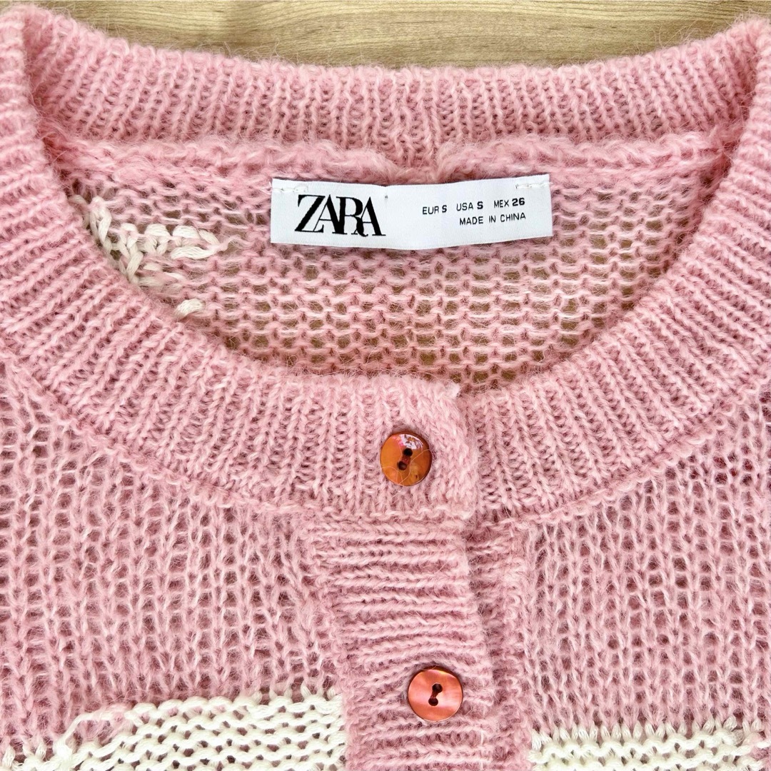 ZARA(ザラ)のZARA完売❤️ジャカードニットカーディガン❤️ピンク レディースのトップス(カーディガン)の商品写真