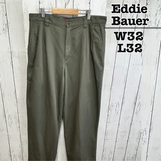 エディーバウアー(Eddie Bauer)のEddie Bauer　チノパン　カーキグリーン　W32　ワイド　USA古着(チノパン)