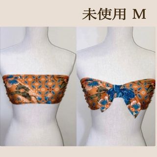 【トップス単品⠀M 未使用】水着 リーフ柄ビキニ  チューブトップ