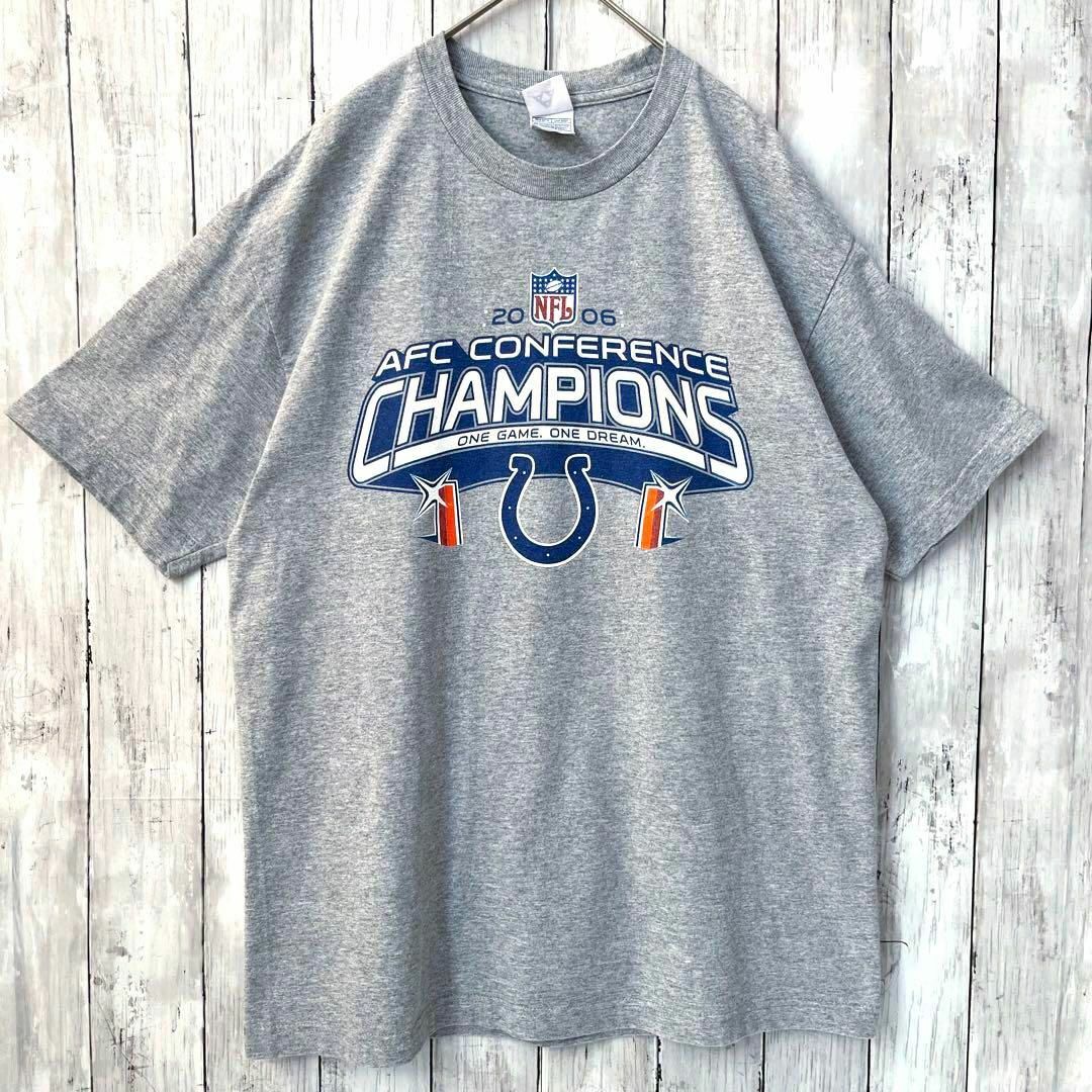 アメリカ古着 NFL COLTS オーバーサイズチャンピオンプリントTシャツ　L メンズのトップス(Tシャツ/カットソー(半袖/袖なし))の商品写真