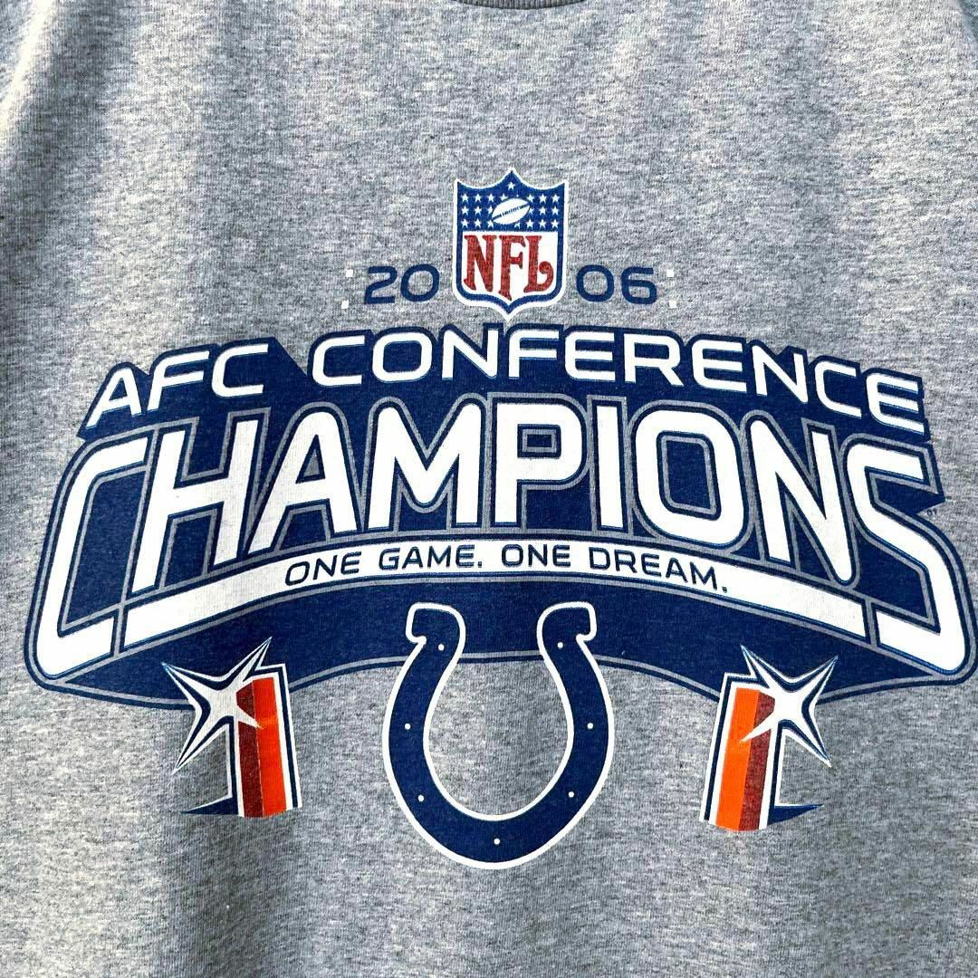 アメリカ古着 NFL COLTS オーバーサイズチャンピオンプリントTシャツ　L メンズのトップス(Tシャツ/カットソー(半袖/袖なし))の商品写真