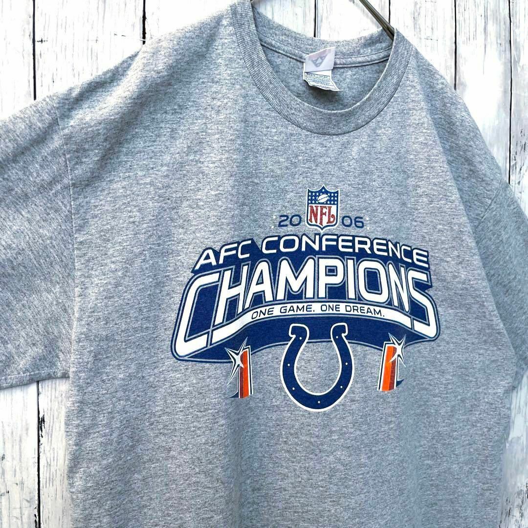 アメリカ古着 NFL COLTS オーバーサイズチャンピオンプリントTシャツ　L メンズのトップス(Tシャツ/カットソー(半袖/袖なし))の商品写真