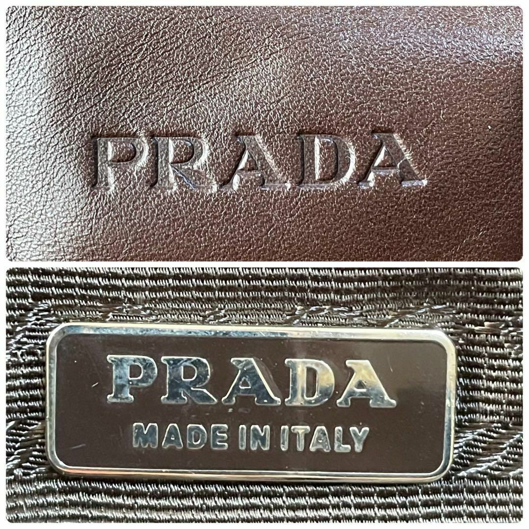 PRADA(プラダ)のプラダ PRADA ロゴ レザー ハンド バッグ コンパクト ブラウン レディースのバッグ(ハンドバッグ)の商品写真