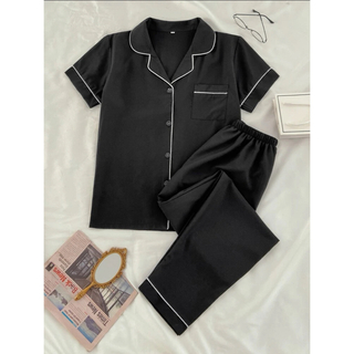 SHEIN - SHEIN シーイン パジャマ ルームウェア ブラック 黒 半袖