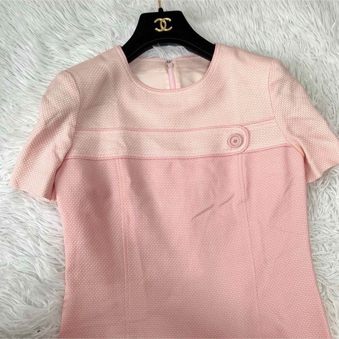 Courreges(クレージュ)の極美品 Courreges バイカラーワンピース シルク混 ロゴボタン 9号 レディースのワンピース(ロングワンピース/マキシワンピース)の商品写真