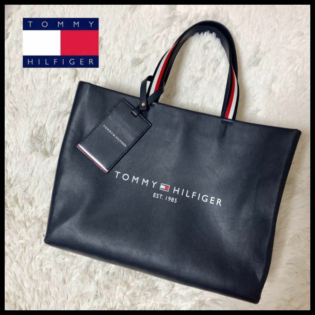 TOMMY HILFIGER(トミーヒルフィガー)の【美品】トミーヒルフィガー ショッパートートバッグ レザー A4収納可 PC入る レディースのバッグ(トートバッグ)の商品写真