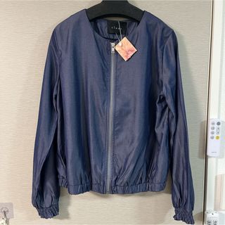 【タグつき新品】ノーカラー　ジャケット　長袖　ブルゾン 無地 薄手