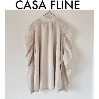 【CASA FLINE】シャーリングスリーブブラウス　オフホワイト