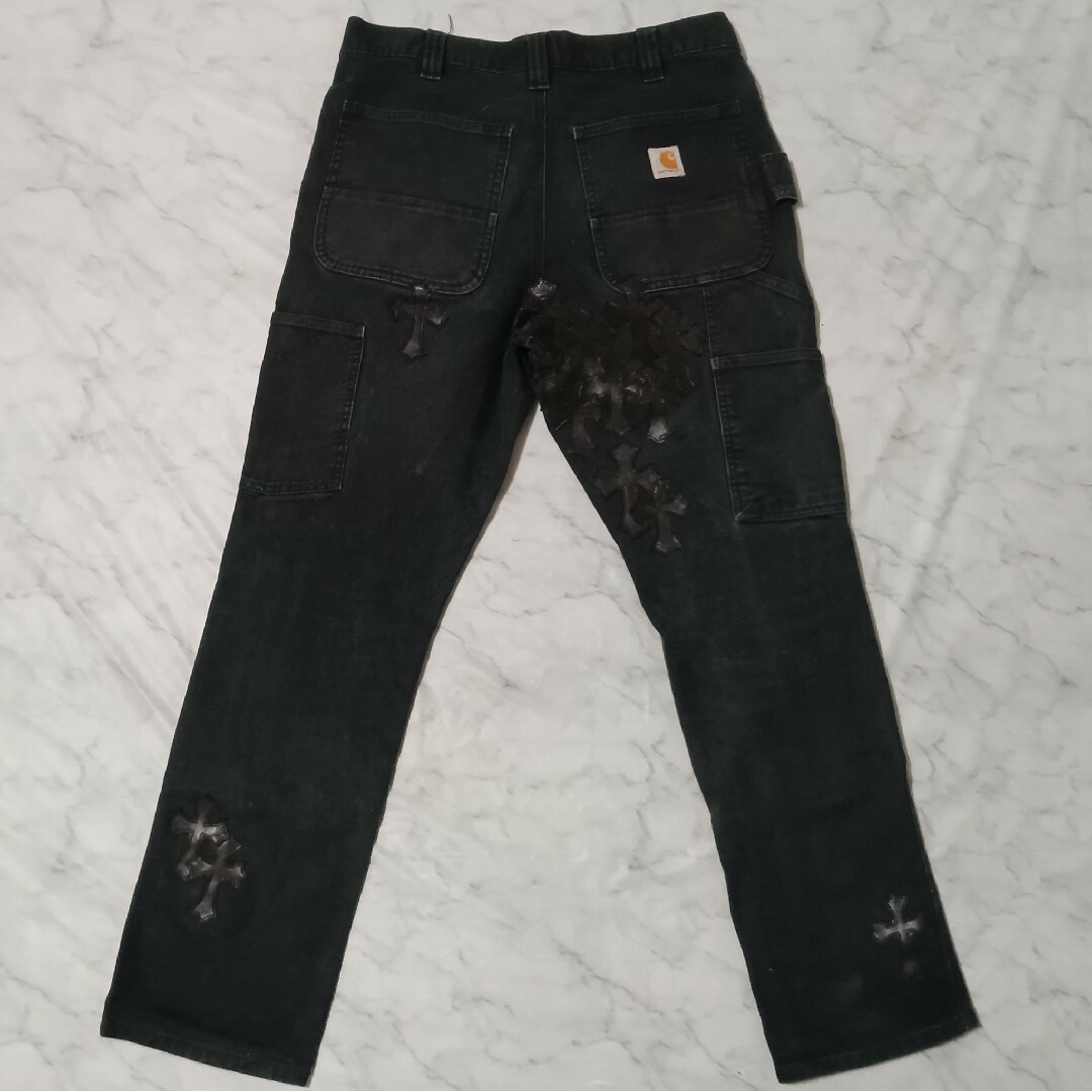 Chrome Hearts(クロムハーツ)のCarhartt（W33 / 84cm）ダブルニー　クロスパッチカスタム メンズのパンツ(ペインターパンツ)の商品写真