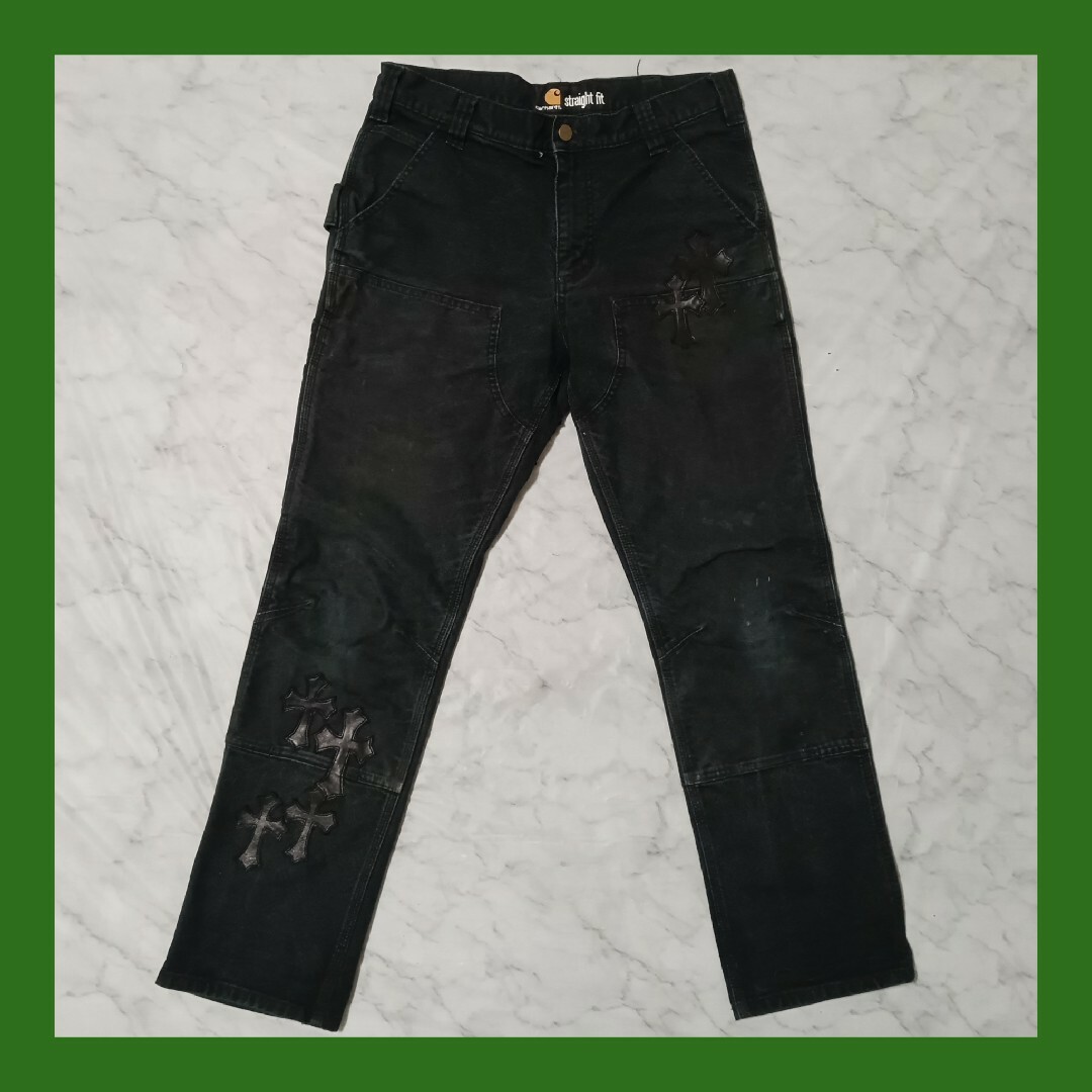 Chrome Hearts(クロムハーツ)のCarhartt（W33 / 84cm）ダブルニー　クロスパッチカスタム メンズのパンツ(ペインターパンツ)の商品写真