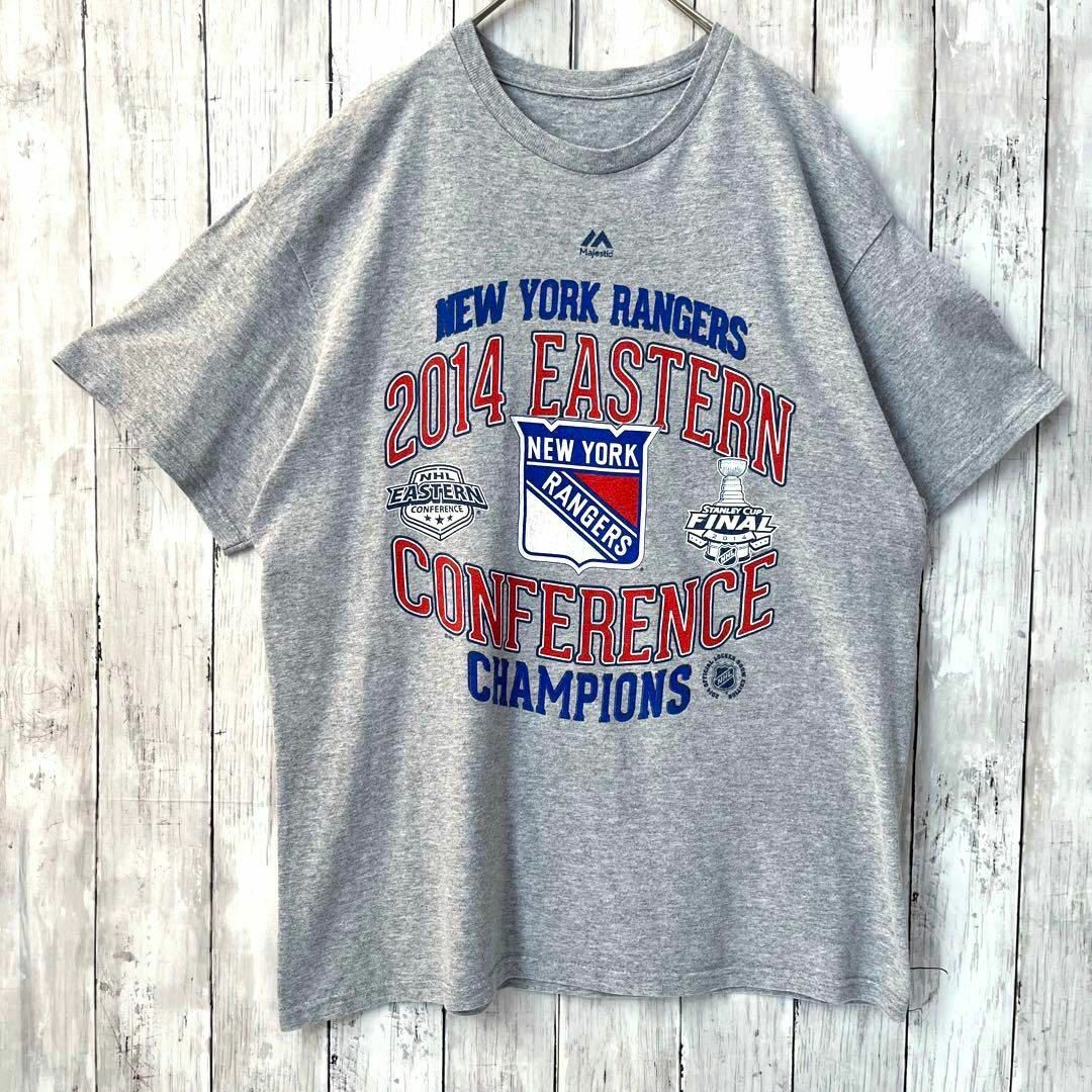 Majestic(マジェスティック)のアメリカ古着NHL MAJESTIC ニューヨークレンジャーズプリントTシャツ メンズのトップス(Tシャツ/カットソー(半袖/袖なし))の商品写真