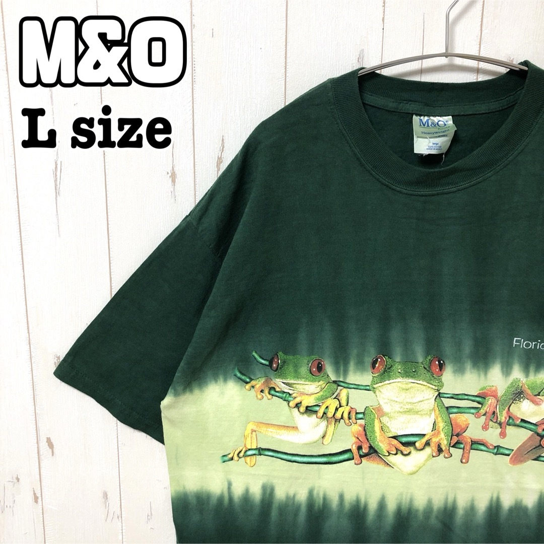 アニマルプリント tシャツ 半袖 カエル 蛙 フロリダ 緑 M&O L 海外古着 メンズのトップス(Tシャツ/カットソー(半袖/袖なし))の商品写真