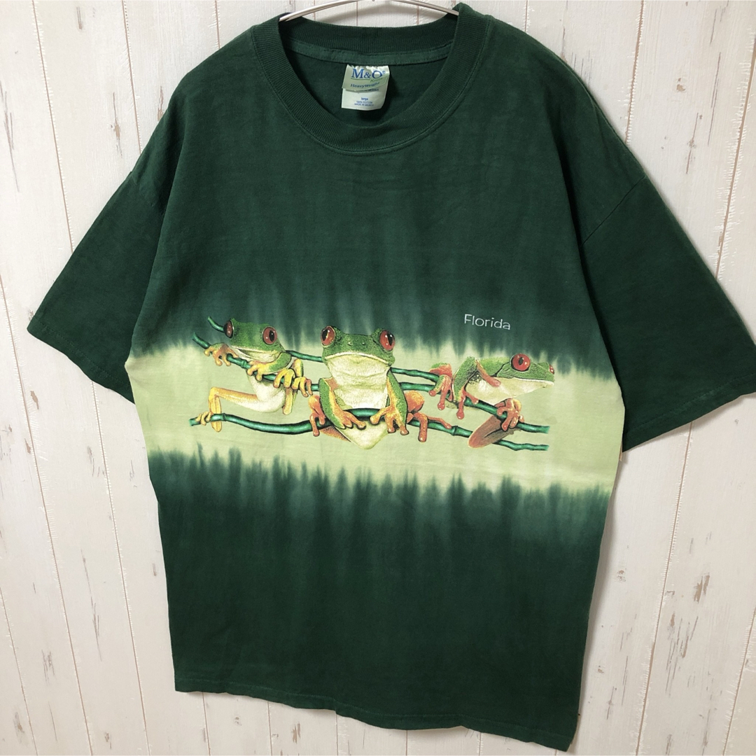 アニマルプリント tシャツ 半袖 カエル 蛙 フロリダ 緑 M&O L 海外古着 メンズのトップス(Tシャツ/カットソー(半袖/袖なし))の商品写真