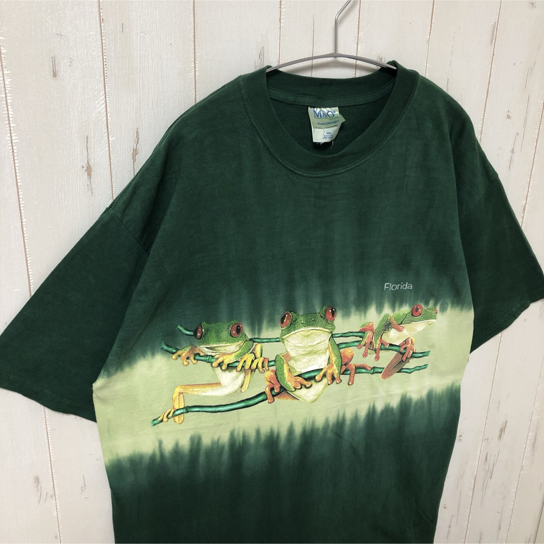 アニマルプリント tシャツ 半袖 カエル 蛙 フロリダ 緑 M&O L 海外古着 メンズのトップス(Tシャツ/カットソー(半袖/袖なし))の商品写真